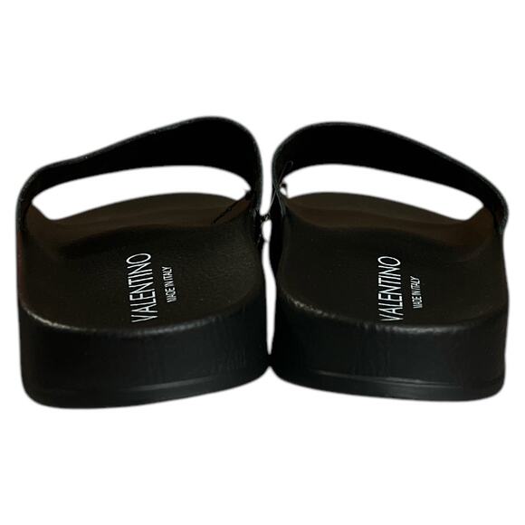 Valentino Black Logo Giano Leather Slide Sandals, IT41/US8 - Picture 6 of 8